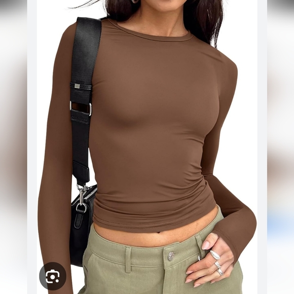 Trendy Queen Tops - Trendy Queen Women's M Brown Long Sleeve Top
